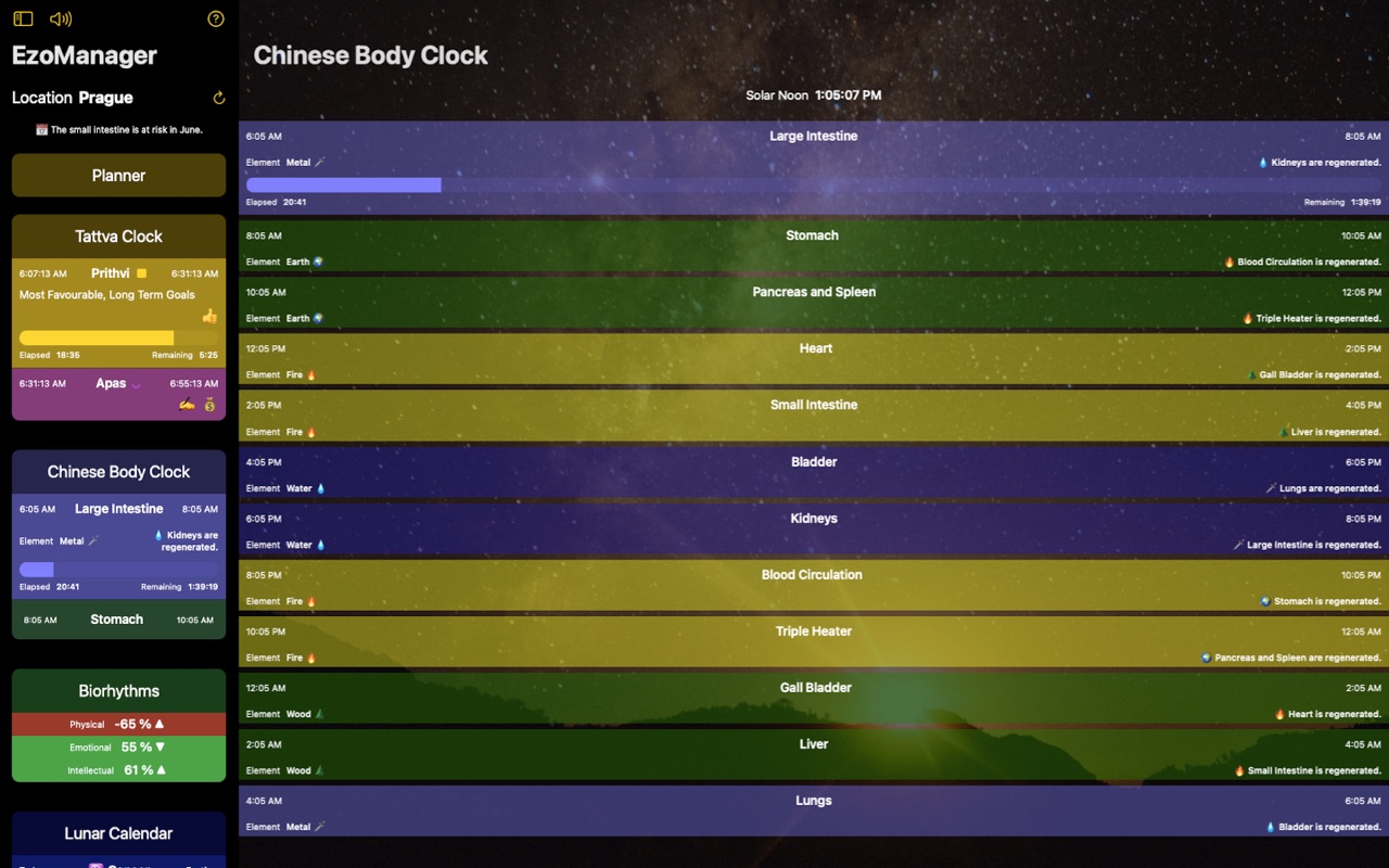 Chinese Body Clock on macOS