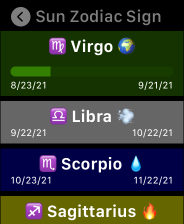 Sun zodiac signs on Apple Watch